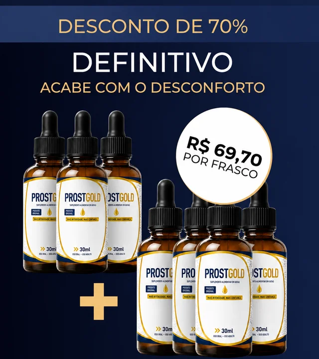 Kit 10 frascos ProstGold — R$ 69,70 por frasco, 300 dias de aplicação