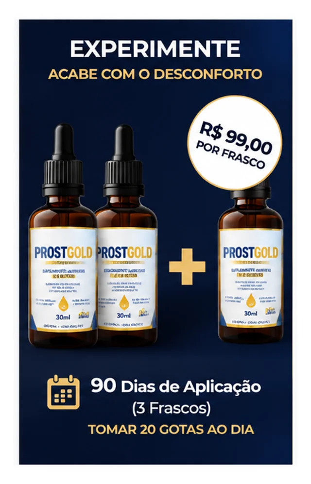 Kit 3 frascos ProstGold — R$ 99,00 por frasco, 90 dias de aplicação